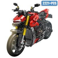 MOC Techninis V4 SP Motociklo Modelis Statybinės Detalės PASIDARYK pats Miesto Sportinis Automobilis Motociklas Detalės Žaislai Vaikams Kalėdinės Dovanos black