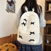 Cute bow schoolbag junior high school girls large capacity backpack new high school college students simple schoolbag women Type 1 juoda