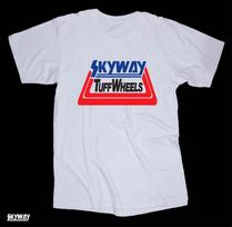 SKYWAY TUFF WHEELS white T-shirt BMX Freestyle Racing 80's Launch M red