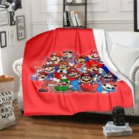 1pcSuper Mario Bros. Plush Blanket - Soft and Comfortable, Perfect for All Seasons, Makes a G 130x150cm red