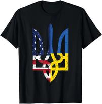 Ukrainiečių Amerikos Vėliavos Simbolis Meilė Palaikymas JAV Ukraina Dovana Unisex Marškinėliai XL white