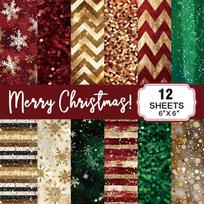 Christmas Scrapbook Paper Pad 12 Sheets 6x6 Glitter Confetti Snowflake Single-sided Prints Cardstock 160gsm Acid-free Decorative gray