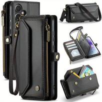 for Samsung Galaxy A72/A71/A56/A36/A26/A16/A15 Case Wallet RFID Blocking with 7-Card Holder,Wristlet Shoulder Strap Wallet Case Galaxy A34 žalia