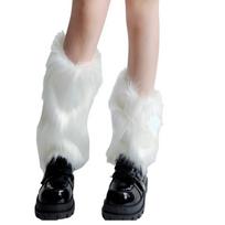 Women's Thickened Plush Foot Covers Nonslip Design Cold Resistance Furry Leg Warmers for Outdoor Sports Winter Wear 25cm juoda