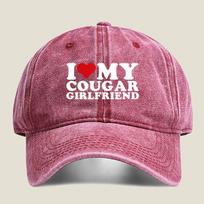 Cougar Girlfriend Love Fashion Washed Baseball Cap Outdoor For Womens Unisex FeUnisex Beach Dad Hat Hip Hop One Size pink