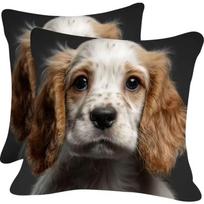 1Pc Cute Cocker Spaniel Dog Throw Pillow Cover, 2D Double-Sided Print Soft Polyester Cushion Case For Home Sofa Bedroom Car Deco Short plush 18*18(CM)-1Pcs gray