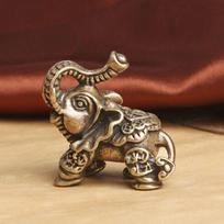 Alloy Mammoth Statue With Textured Antique Finish For Home Office Tabletop Bookshelf Decor A5 brown