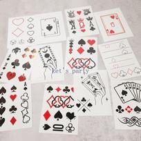 10Pc Las Vegas Casino Theme Temporary Waterproof Tattoos Poker Card Body Face Sticker for Adults Birthday Game Night Party Decor