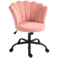 Office Chair with Petal Backrest Without Armrests with Adjustable Height, Velvet Upholstery, Pink 69 x 64 x 90 cm rožinė