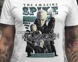 Buffy the Vampire Slayer - Spike  Restless  Season 4 T Shirt. James Marsters. Men's and Women's all sizes. Grunge. 2XL gray