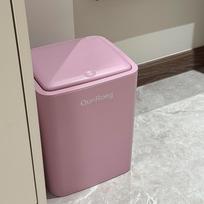 Large Capacity Trash Can Wastebasket, Press Lid, Kitchen Bathroom Light Pink 8L Light Purple 12L