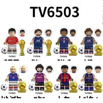 Football Star Series TV6503 World Cup Match Football Team Building Blocks Minifigure Bag, Assembly Toy, Multi-style, Collectible Gift