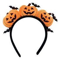 Halloween Pumpkin Headband Hair Accessory with Plush Finish and Embroidered Trim for Party Costumes, Themed Photo Props and Fall Outings 1 black