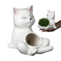 Flower Pots For Succulent Ceramics Small Cat Shape Flower Containers Decorative Home Accessories Plant Planter For Balcony Desk CHINA white
