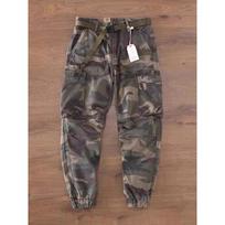 Retro military camouflage overalls men's Kaji multi-pocket loose small straight leggings trousers men M black