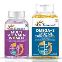 Dr. Morepen Multivitamin Women & Omega 3 Triple Strength with 21 Vital Nutrients Plus Glutathione Biotin, 450 MG EPA, 300 MG DHA & Omega, capsule