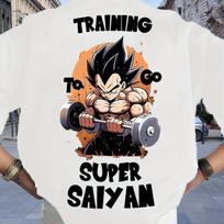 Dragon Ball Vegeta Sportinis Vasarinis Harajuku Trumpomis Rankovėmis Vyriškas Moteriškas Laisvas Patogus Ypač Laisvas Trumpomis Rankovėmis Anime Viršus 3XL gray