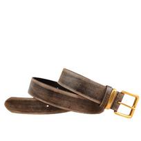 Mary Women's leather belt - vintage distressed finish, square buckle, premium genuine leather 100cm gray