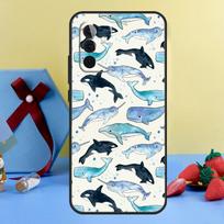 Orcos Žudikiškosios banginiai dėklas Samsung Galaxy A26 A16 A36 A56 A15 A35 A55 A14 A34 A54 A12 A32 A52 A13 A33 A53 A17 Samsung A35 gray