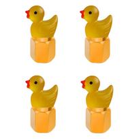 4Pcs Cute Duck Glow in The Dark Tire Valve Caps Auto Tire Valve Stem Caps Tire Air Valve Caps for Cars Motorcycles and Bicycles orange