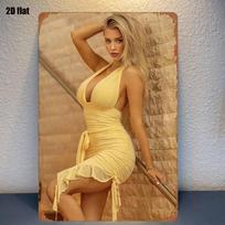 D Metalinis ženklas vnt. Auksinės Plaukų Grožio Skardinis Plakatas Miegamojo Baro Garažo Sodo Lauko Dekoras 20x30cm（7.8x11.8inch） beige