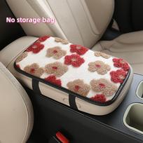 Plush Car Center Armrest Box Cushion, with Storage Bags on Both Sides, Can Store Receipts, Credit Cards, Bills, Etc., Warm Hands in Autumn and Winter No storage bag rožinė
