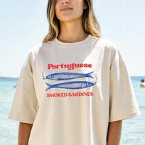 European Summer Smoked Sardines Shirt, Beach Shirt, Tinned Fish Shirt, Funny Sardine Shirt, Portugal Tee, 100% Cotton Unisex Comfort Colors 3XL beige