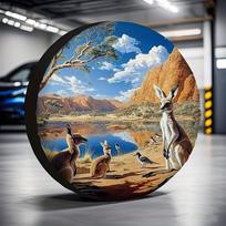 Australian Kangaroo Landscape Spare Tire Cover Waterproof Polyester Decorative Protector 14inch