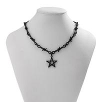 Spicy Star Pendant Necklace for Women: Edgy Subculture Clavicle Chain with Thorn Design. gray