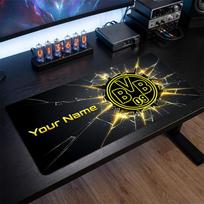 Borussia Dortmund Custom Large Mouse Pad, Personalized Name Text Print, Football Logo Non‑Slip Desk Mat Gaming Gift 30cmx60cm yellow
