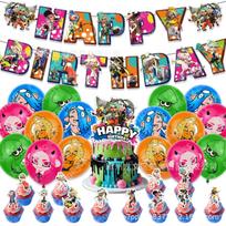 Splatoon 4 Gimtadienio Šventės Dekoracijų Rinkinys Vėliavėlė Torto Viršus Balionai Rinkinys