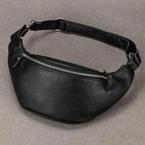 Leather Breast Bag, Black Men'S Multi-Purpose Fanny Pack, Summer And Autumn Outdoor Messenger Bag, Outdoor Sports Bag, Douyin. black