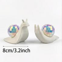 1/2 Pcs Miniature Snail Disco Ball Sun Catcher Retro Style Animal Figurines Mirror Ball Light Refraction Light Spot Abstract A1 white