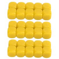 30PCS 16MM Blank Dice Set Plastic Rounded 6 Sided Dice Cubes For Game Party Fun DIY Sticker Math Teaching Yellow geltona