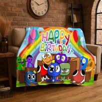 Žaidimo R-Rainbow Friends Animacinis flanelinis pledas Minkštas šiltas pledas miegamajam svetainei lovai kelionei stovyklavimui iškylai vaikas 75x90cm blue
