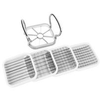 Stainless Steel French Fry Cutter Manual 5 in 1 Potato Chipper Multi-Purpose Easy to Clean Fruit Chopper Home Cooking šviesiai pilka spalva