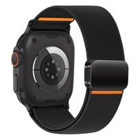 Nylon loop For Apple Watch ultra 2 3 band 49mm 44mm 46mm 42mm 45mm magnetic Bracelet correa IWatch Series 10 9 8 7 11 3 SE Strap 42 44 45 49 S10-46mm oranžinė