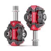 GEWAGE GE-152 Double-Sided SPD Clipless Bicycle Pedals with Cleats, Red