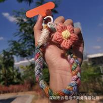 Women S Hand Woven Flower Phone Strap Wrist Short For Phone Key Bag 1pcs juoda