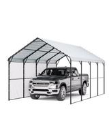 VEVOR Tvirtas Metalinis Stoginė Automobiliui, 3,6 m x 6 m Lauko Stoginė Cinkuoto Plieno Rėmu ir Stogu 5 x 3 x 198 cm