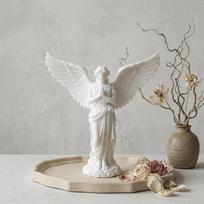 3D spausdintas besimeldžiantis angelas, religinė figūrėlė, globėjo statulėlė, studijų kambario dekoras, krikšto dovana white gray