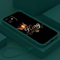 Samsung Galaxy A13 A23 A14 A24 A25 S23 FE for iPhone 11 12 13 14 15 Pro Max Soft Straight Edge Phone Case With lanyard cover A30 King Queen Couples Samsung S24 5G white