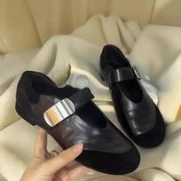 Fashion women's black classic round head temperament versatile small single shoes 35
