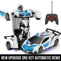 Elektrinis RC automobilis 2 viename transformacija Robotai Sportinės transporto priemonės Modelis Robotai Berniukai Žaislai Nuotolinio valdymo pultas Šaunūs RC deformaciniai automobiliai Vaikiški žaislai Dovanos gray