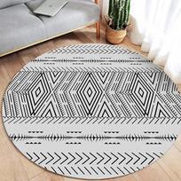 Retro Mandalos Apvalūs Kilimai Svetainės Sofos Kavos Stalo Kilimas Paprastumo Dekoras Miegamojo Kilimėlis Virtuvės Vonios Neslystantys Kilimai 120cm gray