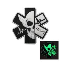 Spot MEDIC Tactical Skull Medical Morale Armband Velcro Patch - PVC Rubber Military Soldier brown