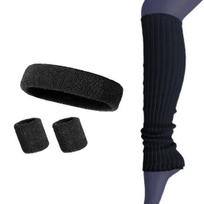 4Pcs/Set Women Headband Wristband Leg Warmer Sweat Absorbing Yoga Pilates Gym Knitted Calf Compression Sleeve Workout Accessory tamsiai violetine spalva