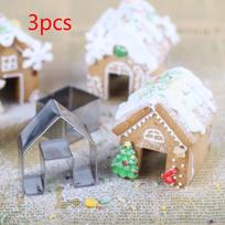3Pcs Christmas Gingerbread House Christmas Mini Small House Mold Gingerbread House Cake Mould white