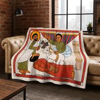African Ethiopian Nationality Flannel Blanket Soft Warm Blanket for Home Bedroom Office Travel Camping Picnic Gift To Friend 75x100cm (30x40inch) gray