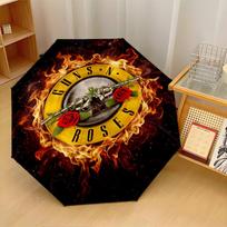 Guns N’ Roses Print 8?Ribs Automatic Umbrella Wind Resistant Lightweight Folding Umbrella For Outdoor Travel gray